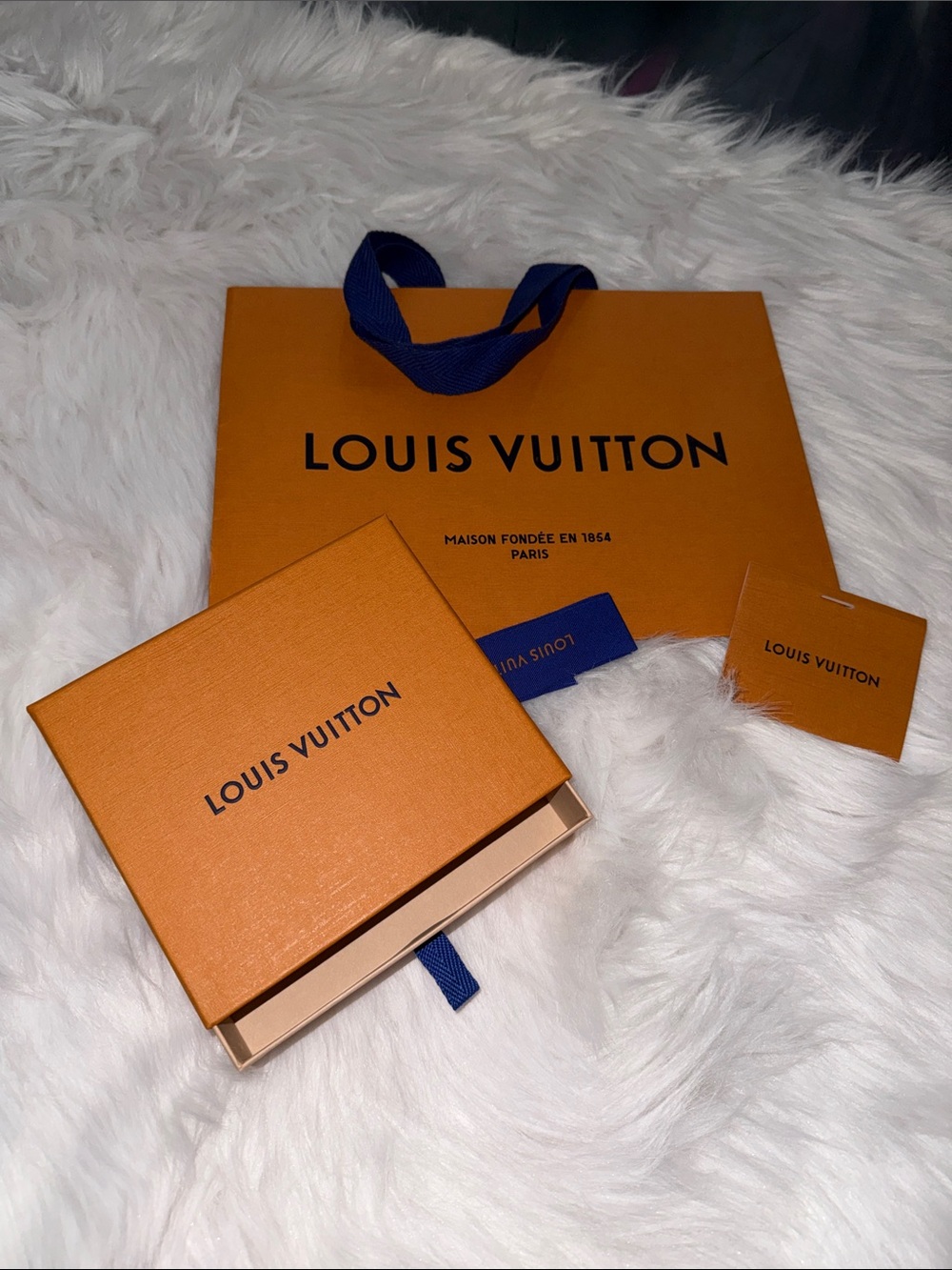 Louis Vuitton Orange Packaging Set with Navy Ribbon